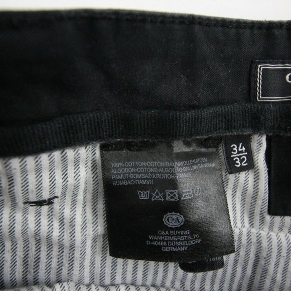 Canda Mens Straight Pants Black Mid Rise Flat Front 100% Cotton 34x32 - Picture 8 of 9